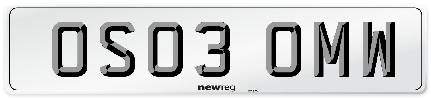 OS03 OMW Number Plate from New Reg